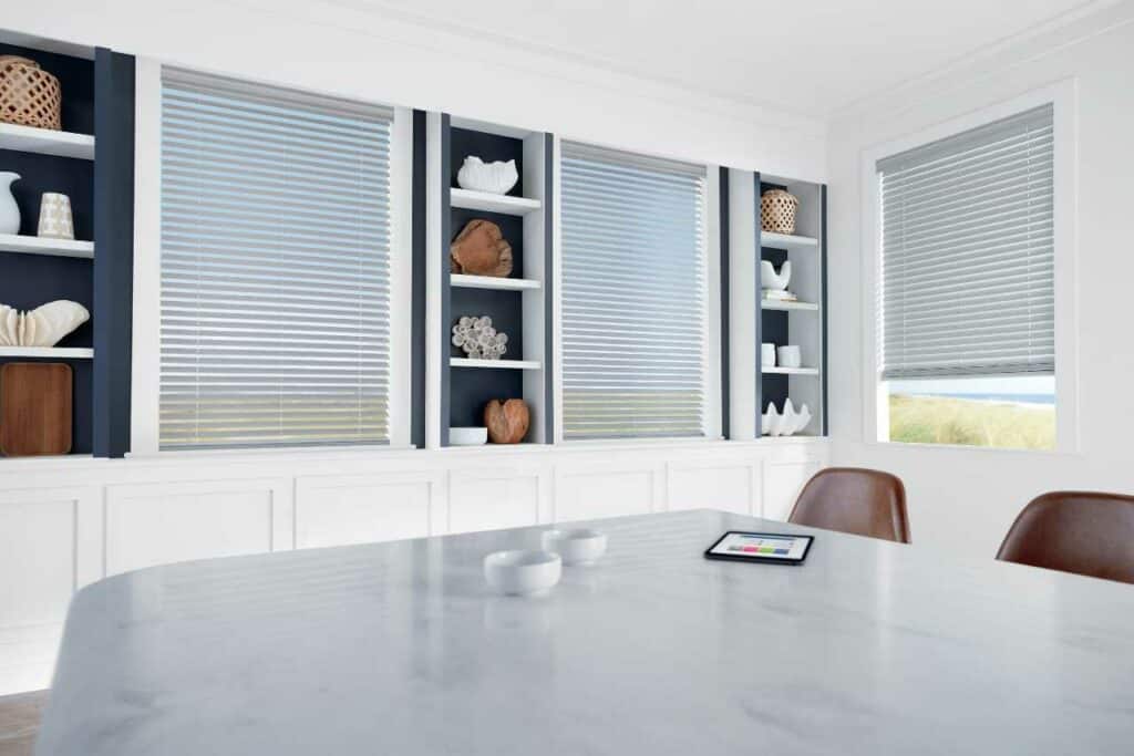Hunter Douglas blinds installed in the dining room Blind Guy of Tri-Cities