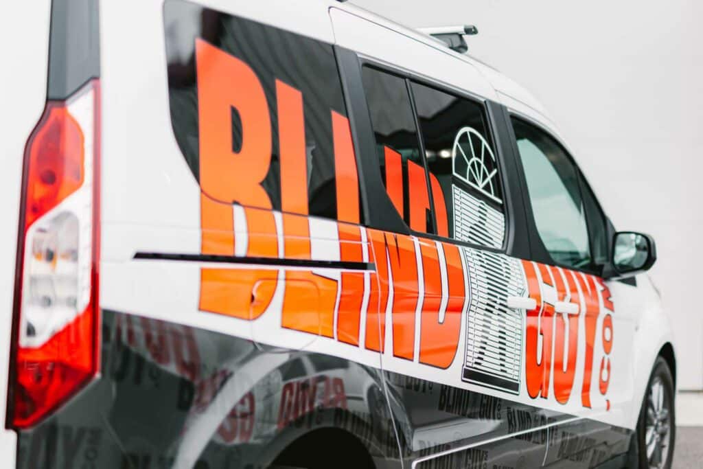 Blind Guy of Tri-Cities blind installation Yakima service van