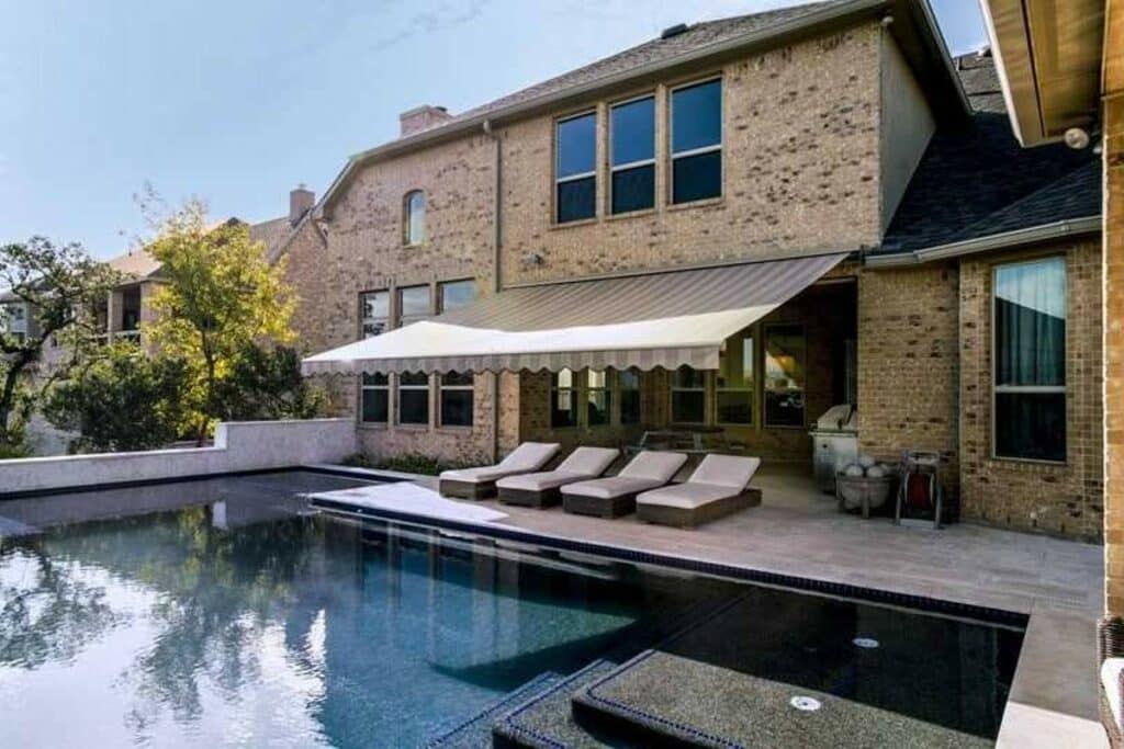 custom awnings installed near the pool area by Blind Guy of Tri-Cities