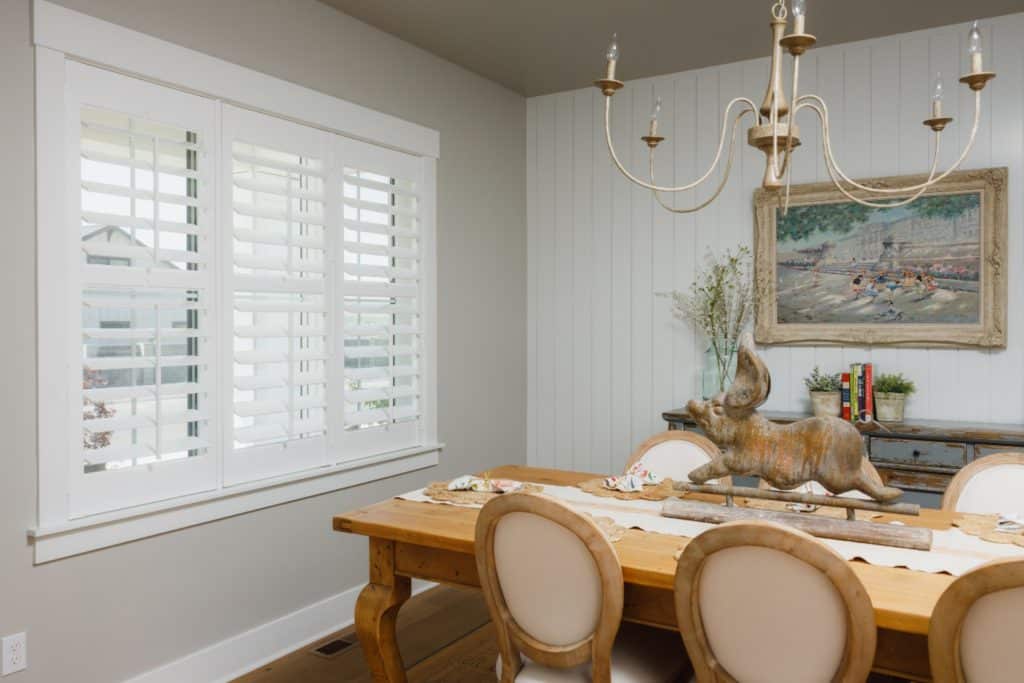 custom shutters in the dining area